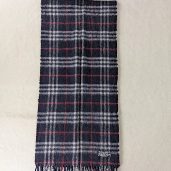 Authentic Burberry's Classic Check Scarf Blue - Unisex - 50% Wool 50% Cashmere - Picture 4 of 7